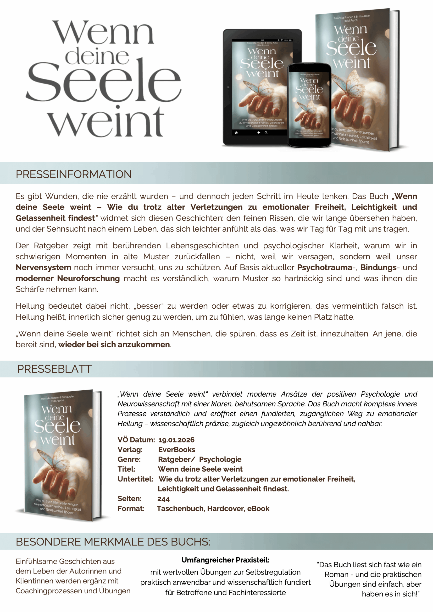 Presseinformation Wenn deine Seele weint Presseinformation Wenn deine Seele weint